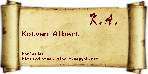 Kotvan Albert névjegykártya